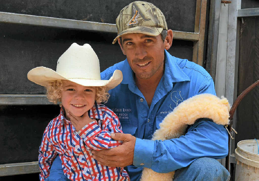 RODEO FAMILY: Scott Keogh and his two-year-old son Billy are getting keen for the Allora Show’s rodeo tomorrow night. RODEO FAMILY: Scott Keogh and his two-year-old son Billy are getting keen for the Allora Show’s rodeo tomorrow night.